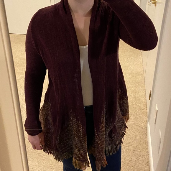 Anthropologie Moth Maroon Cardigan XSP - Picture 2 of 11